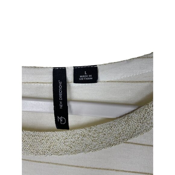 New Directions Long Sleeve Gold Stripe Tunic Top Holiday New Years L - Picture 4 of 9